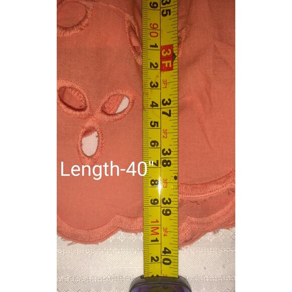 Eloquii Coral Dress Womens Sz 18 Eyelet Ruffles Romantic Boho Mini Tiered Bottom - Picture 13 of 16